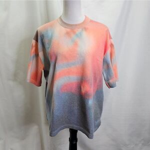 Zara Oversized Tie Dye Short Sleeve Sweater Size Medium
